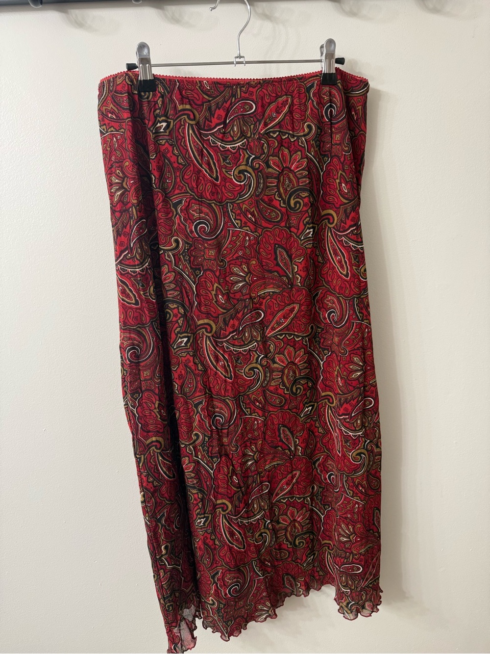 Emma James Red Paisley Maxi Skirt with Multicolor Accents